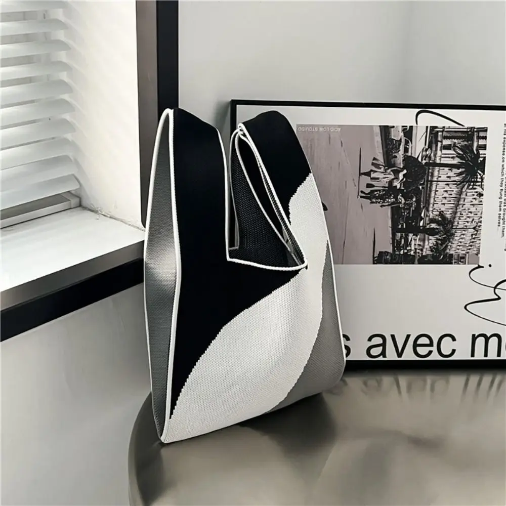 

Reusable Shopping Bags Women Girls Knit Handbag Knot Wrist Bag Tote Bag Handmade