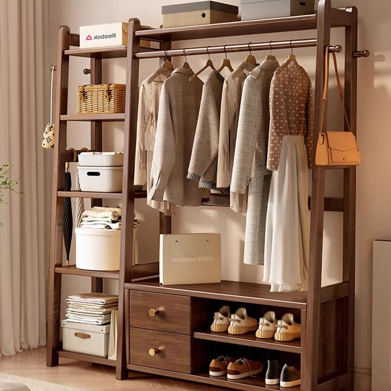 

Solid Wood Floor Coat Racks Storage Minimalist Floor Vintage Coat Racks Nordic Modern Tendedero Ropa Plegable Home Furniture