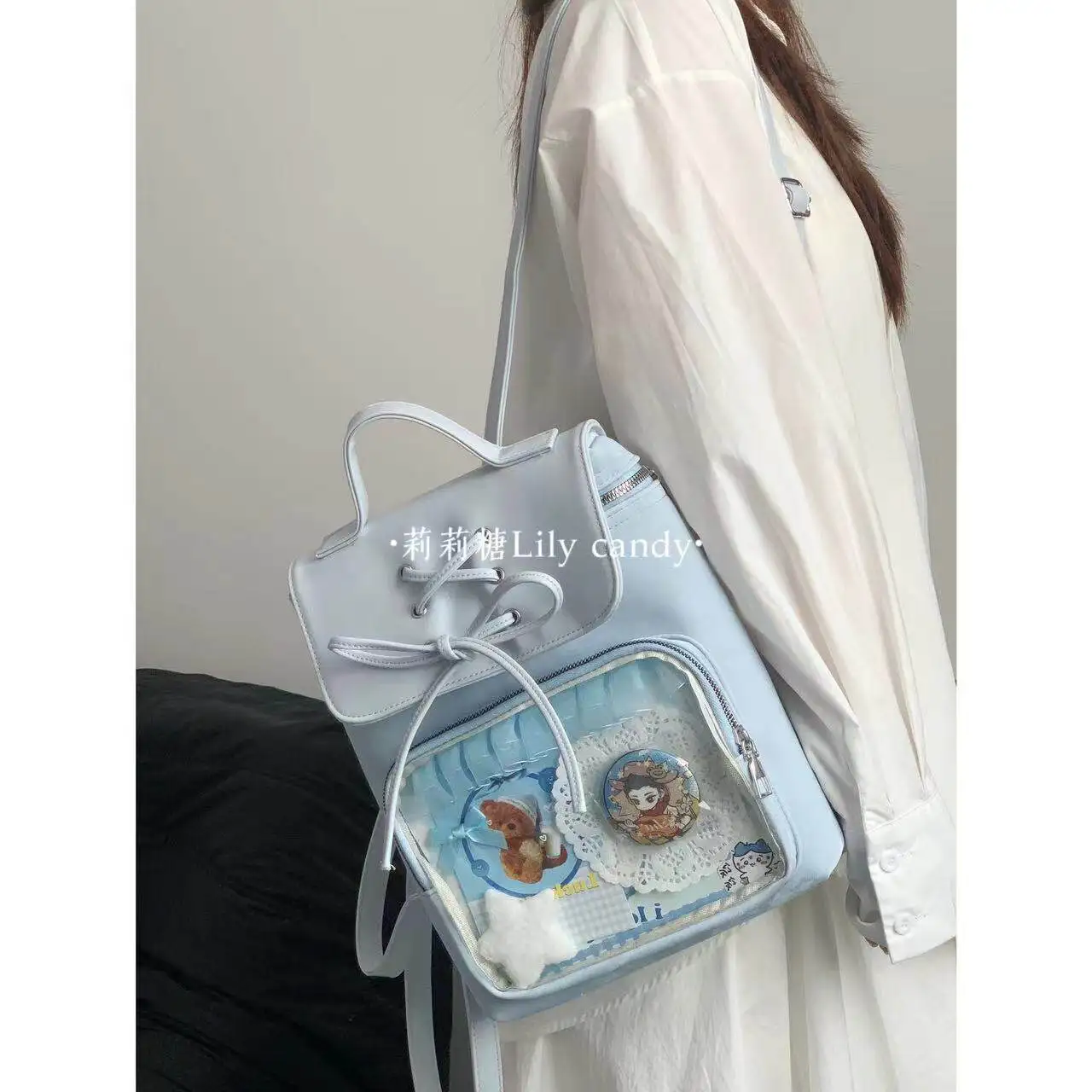 Original Homemade LTA Bag Girl Velvet Ballet Style Niche High-end College Style Backpack Versatile Two-dimensional Bag for Women