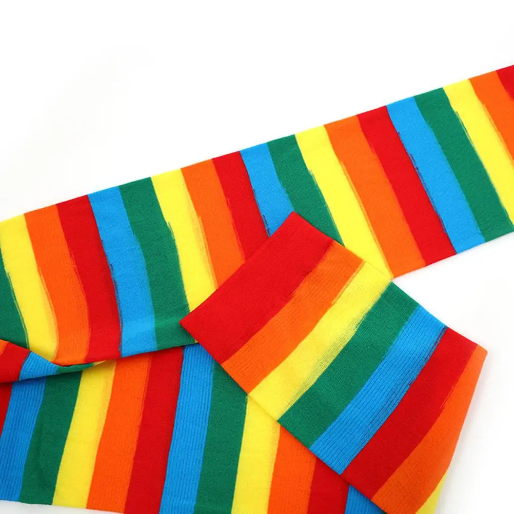 

4pcs Printing Long Stockings Colorful Socks Colorful Clown Tube Socks Rainbow Stripes Cosplay Dress Up Props