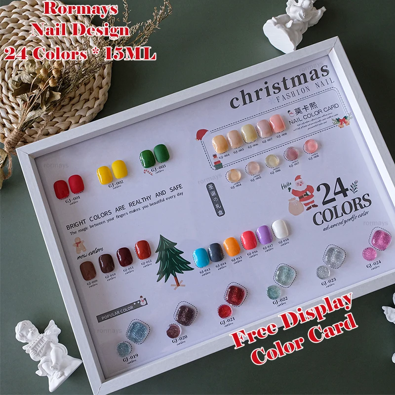 

Rormays 24PCS Christmas Series Gel Nail Polish Set Popular Color UV LED semi permanent Gel Varnish Color DIY For Nail Salon 15ML