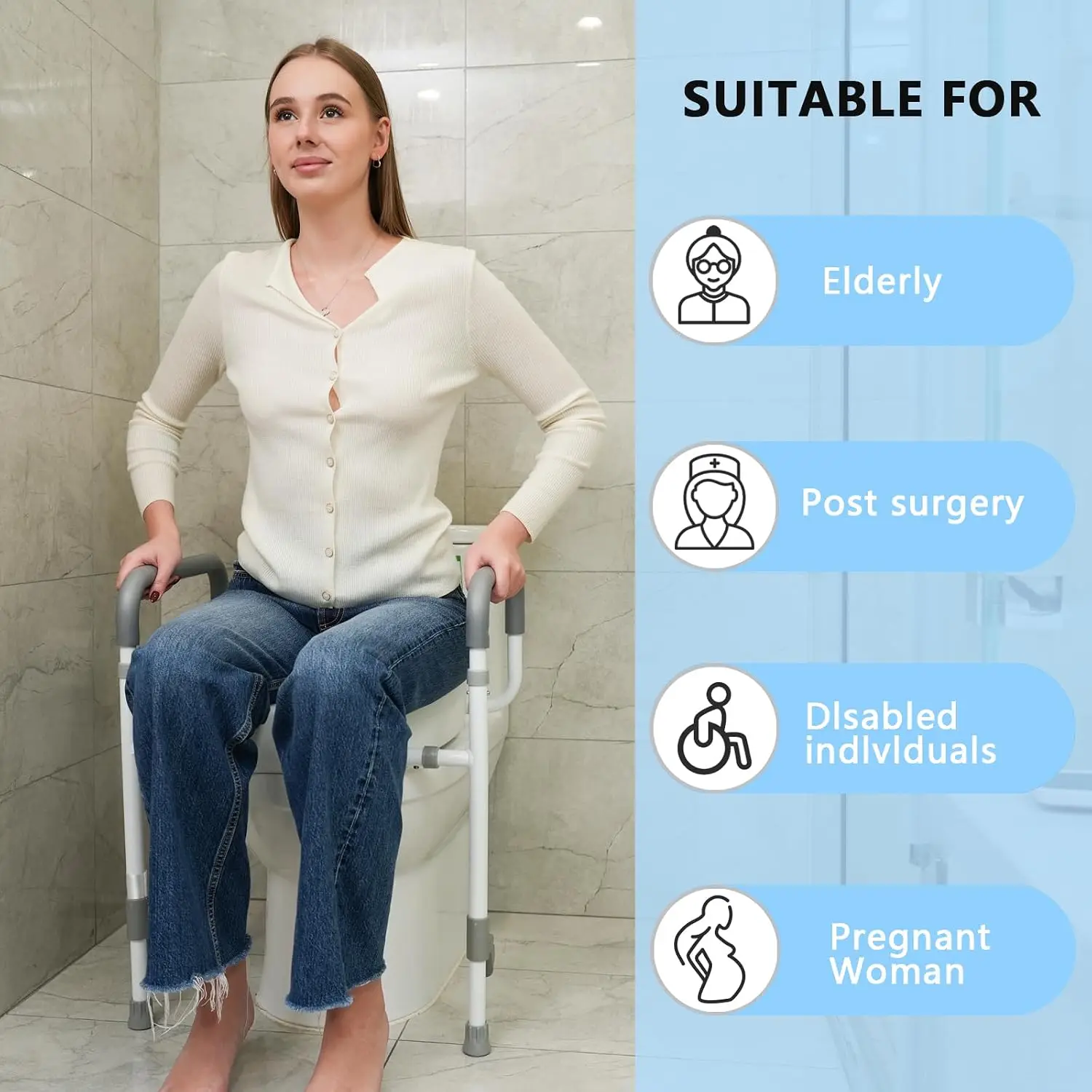 Toilet Seat Risers for Seniors with Handles, 3.5-inch Rise | Raised Toilet Seat with Handles for Seniors, Elevated Toilet Riser