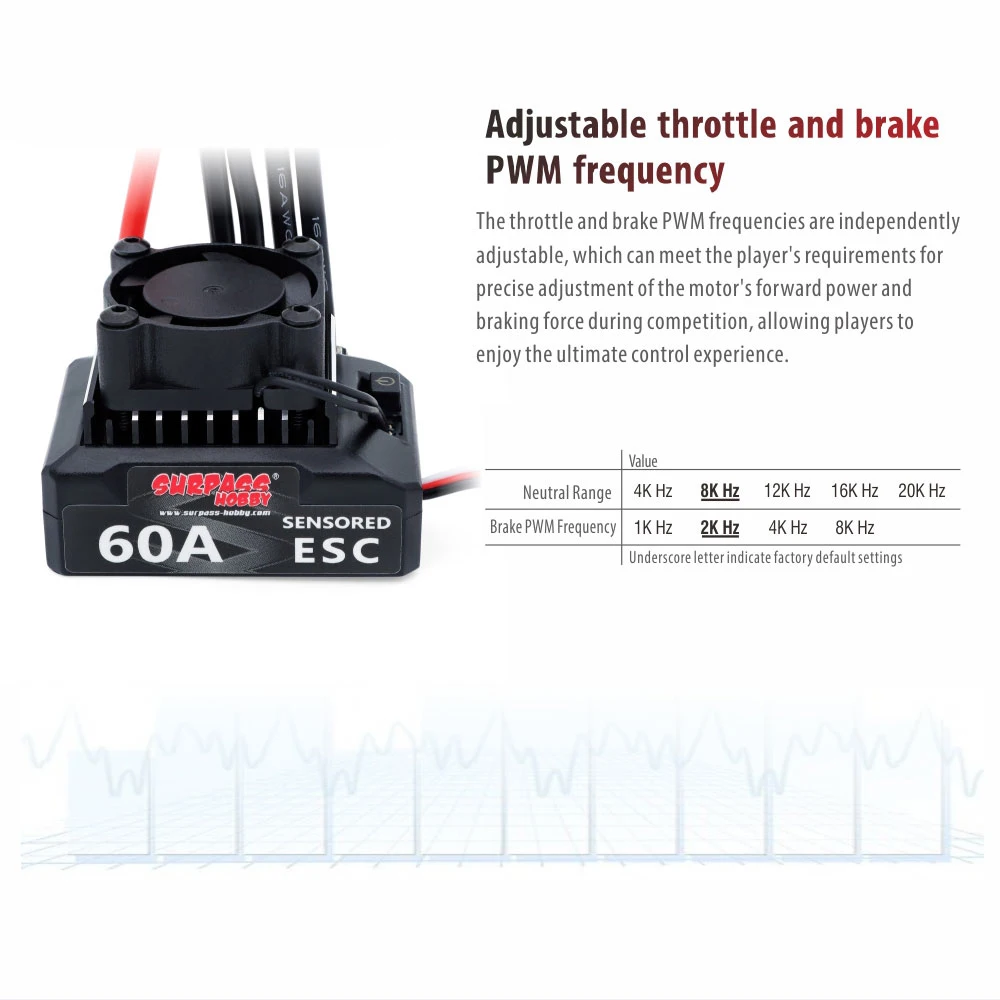 SURPASSHOBBY Brushless ESC 60A Sensored Electronic Speed Controller 6V/3A BEC For 1/10 1/12 RC Car For 380 390 540 Motors