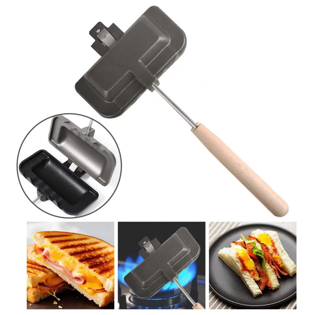Sandwich Maker with Locking Handles Nonstick Sandwich Maker Flip Grill Pan Breakfast Hot Dog Toaster for Camping for Breakfast