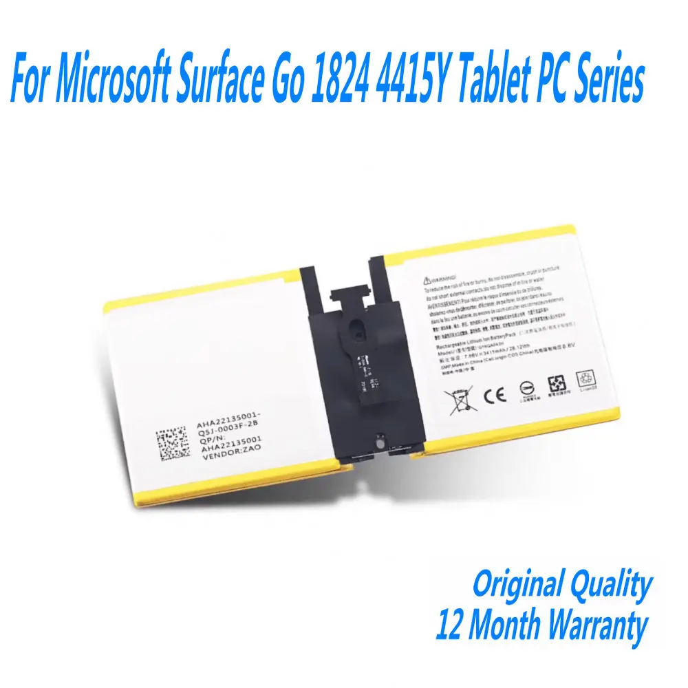 

7.66V 26.12Wh 3411mAh G16QA043H 2ICP4/76/76 Laptop Battery For Microsoft Surface Go 1824 4415Y Tablet PC Series