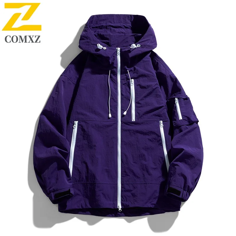 COMXZ 2025 New Techwear Jacket Men Waterproof Windbreaker Outdoor Functional Fashion Trendy Stylish Windproof Coat