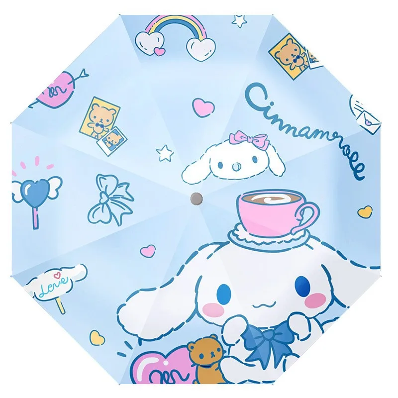 Kawaii Sanrio Cinnamoroll Fully Automatic Umbrella Anti-Uv Folding Sunshade Umbrella Anime Figures Sunscreen Parasol Girl Gifts