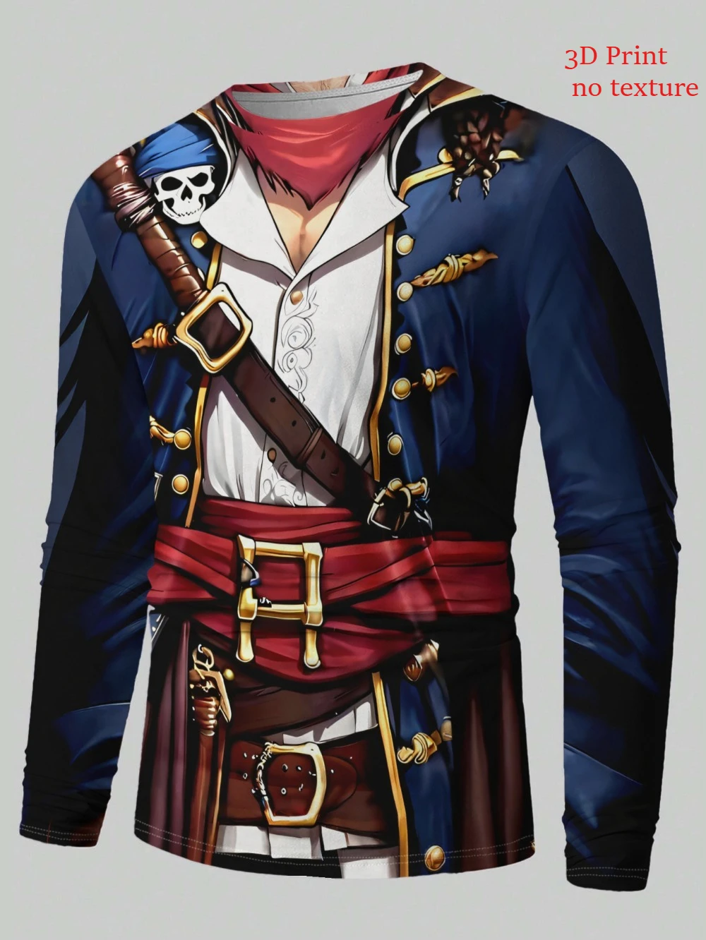 Harajuku Retro Pirate Skull Pattern 3D Print  Breatha Quick-Dry Men's Long Sleeves T-Shirt  Leisure Street Parent-Child Clothing