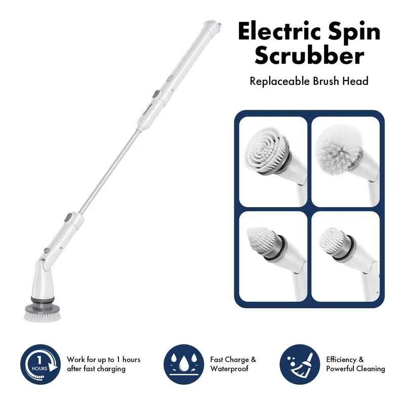 Homeika Electric Spin Scrubber, Cordless Shower Scrubber with 4 Replacement Head, Fast Charge, Power Shower Scrubber