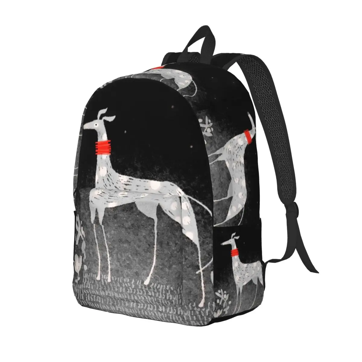 Custom Night Hound Whippet Canvas Backpack Women Men Fashion Bookbag for School College Italian Greyhound Dog Bags