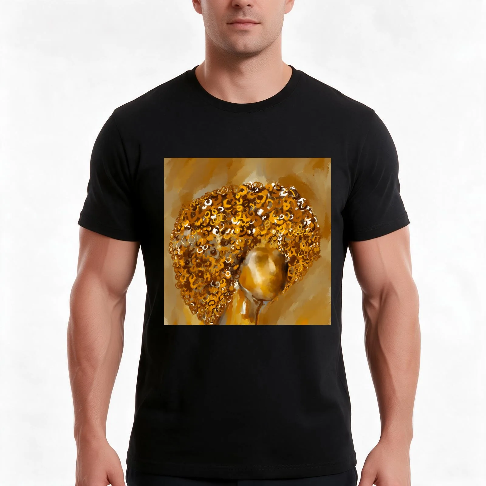 Copper Curly Hair T-Shirt, Summer Casual Cotton Tee, Oversized Streetwear Tops, Vintage Graphic Print, Loose Fit Short Sleeve