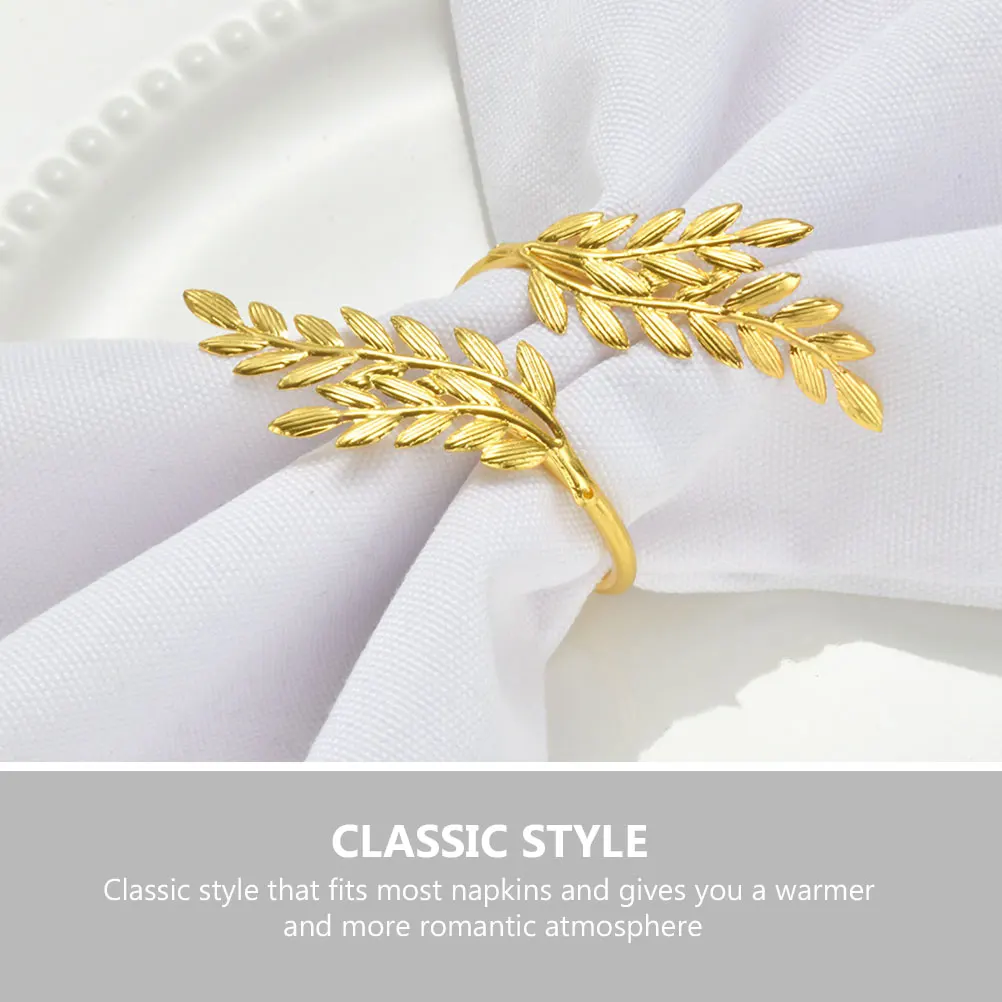 

Golden Alloy Ear Of Wheat Napkin Buckle Decorative Table Centerpiece Wedding Banquet Party Harvest Festival Thanksgiving Holiday