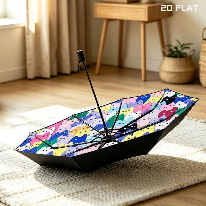 Folding Umbrella 8-bone Automatic Umbrella Internal Printed Umbrella Sunshade and Rain Shelter