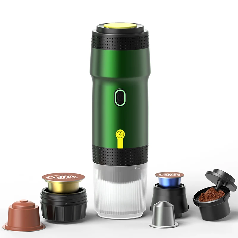 Cafetera eléctrica portátil 3 en 1, máquina de café expreso italiana portátil, cafetera de viaje en polvo para cápsulas para coche y hogar