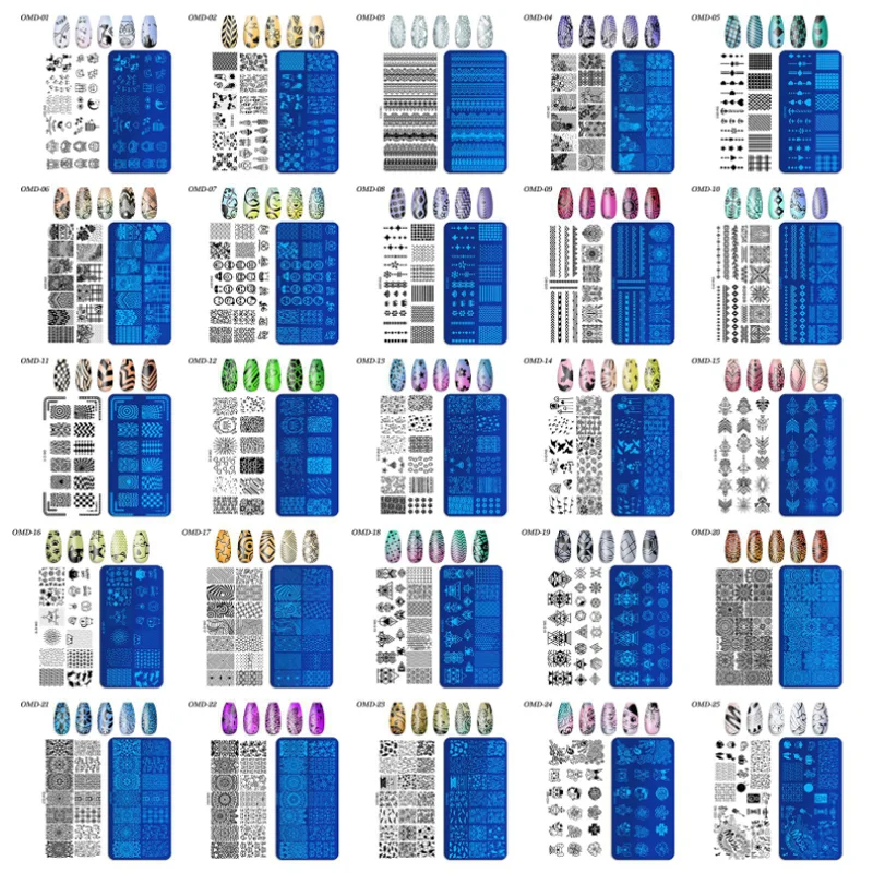 Modèle d'impression d'art d'ongle rectangulaire en acier, décoration de manucure de bricolage, plaque de modèle de peinture d'ongle, outil d'estampage d'ongle