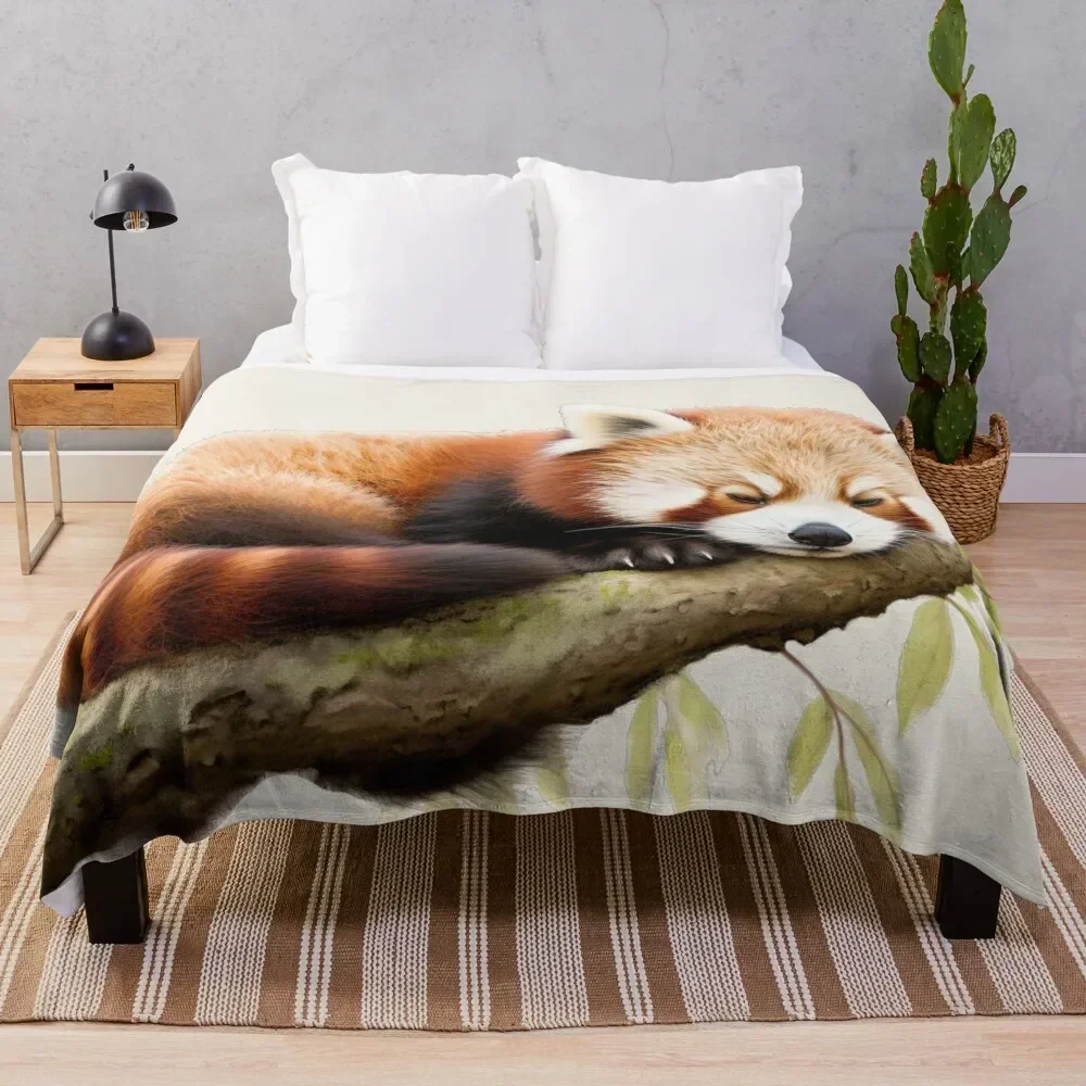 Sleepy red panda Throw Blanket Comforter Thermals For Travel Blankets