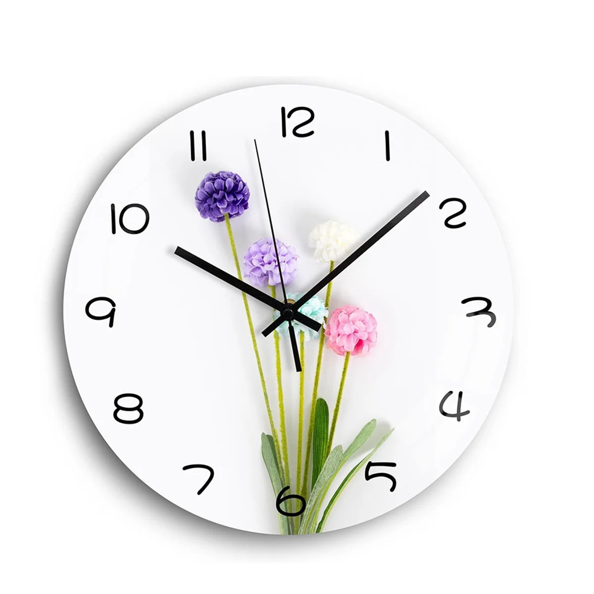 Flower Design Wall Clock Home Bedroom Cafe Office Wall Decor Clock for Kitchen Wall Art Wall Clock Wall Decoration