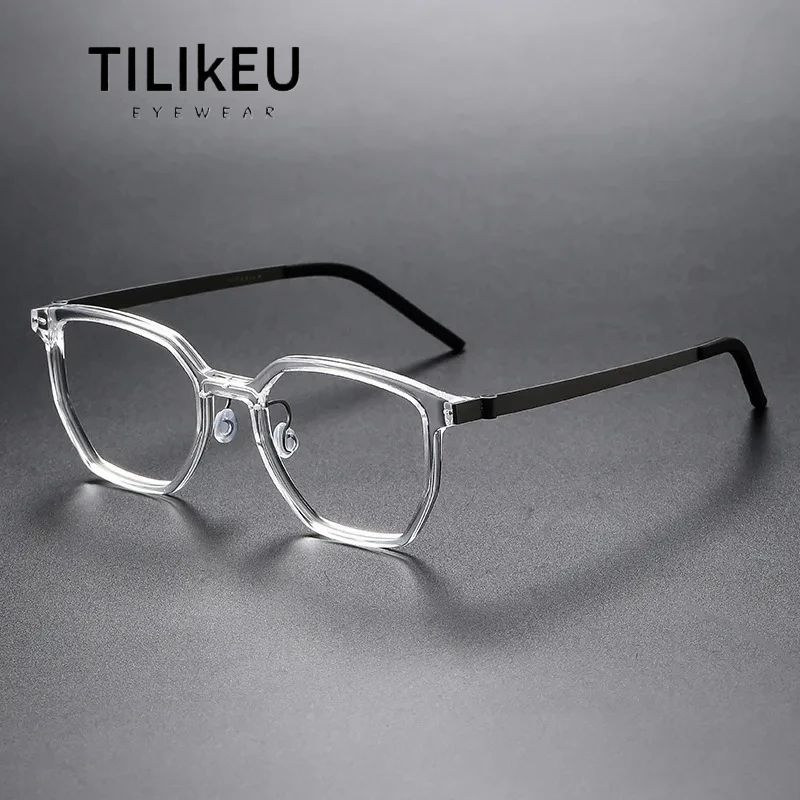 

Denmark Brand Large Frame Acetate Titanium Glasses Frame Men Retro Polygonal Fashion Optical Prescription Eyeglasses Frame 1055