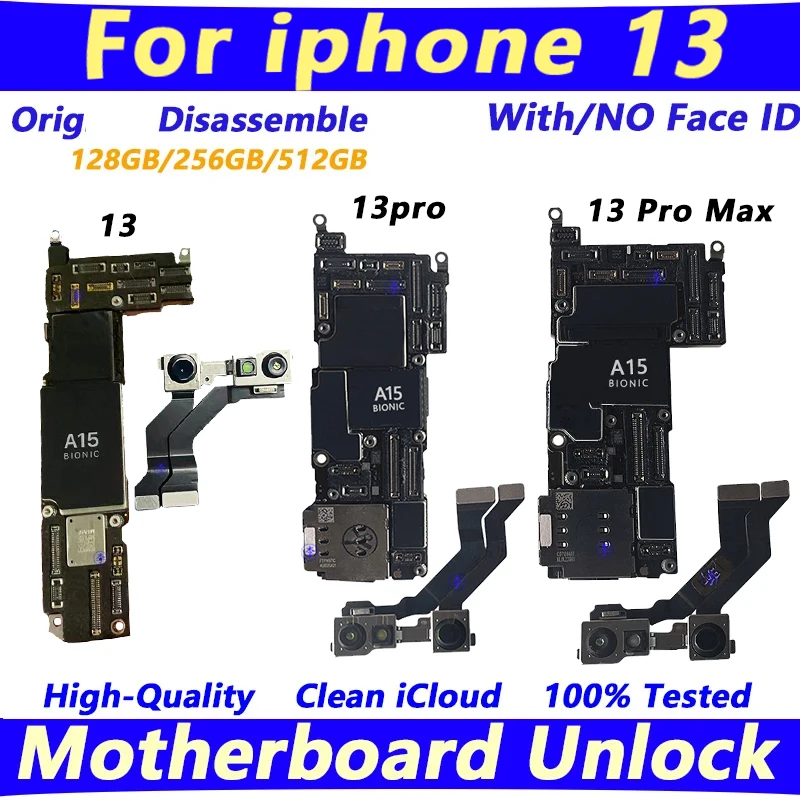 A+ Working Mainboard For iPhone 13Pro/13 pro max Motherboard With Face ID iCloud Unlocked Logic Board Full Chips Support