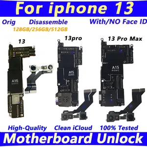 Bilashmart A+ Working Mainboard iPhone 13Pro/13 pro max Motherboard With Face ID iCloud Unlocked Logic Board Chips Support
