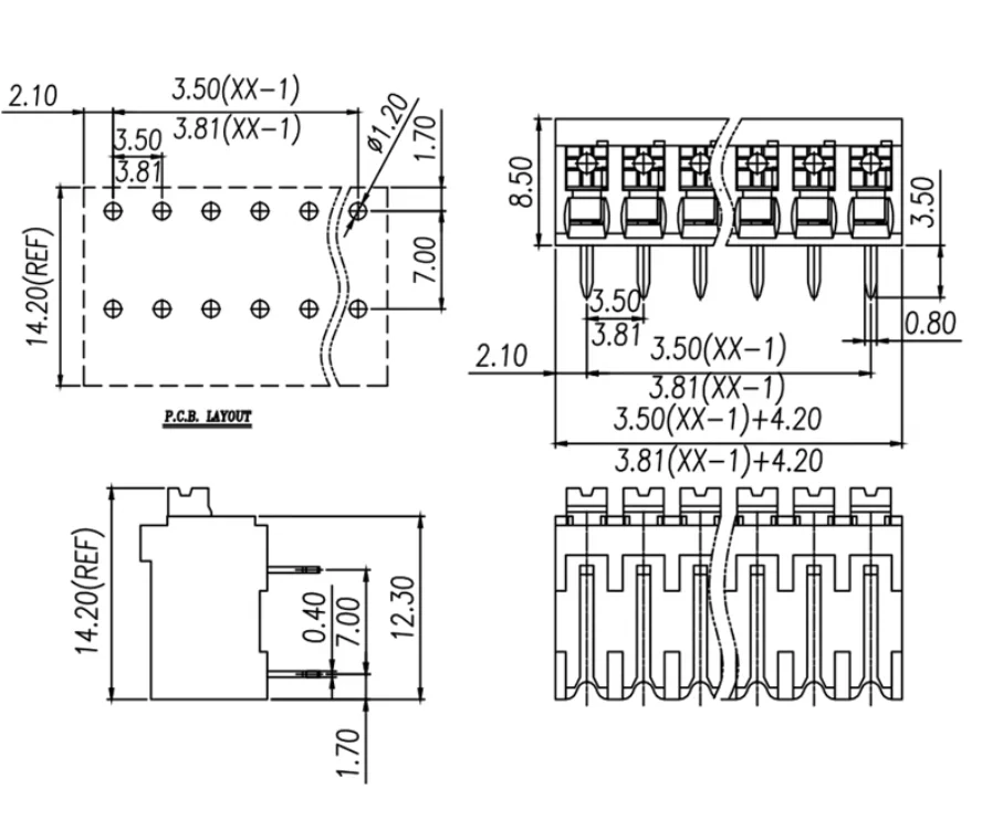 5PCS 3.81mm spring terminal Connector, Phoenix PCB Terminal Block, DG212R/SPT1.5/KF2035AR