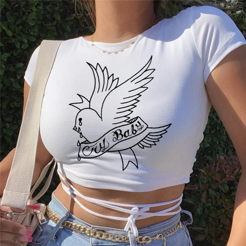 Lil Peep Hip-hop Slim Fit T-shirts Ulzzang Ttumblr Japanese Harajuku Kawaii Couple Women Crop Top Summer Sexy Streetwear Clothes