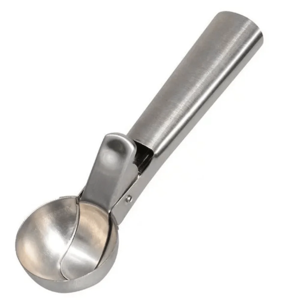 Stainless steel ice cream scoop for easy ice cream removal