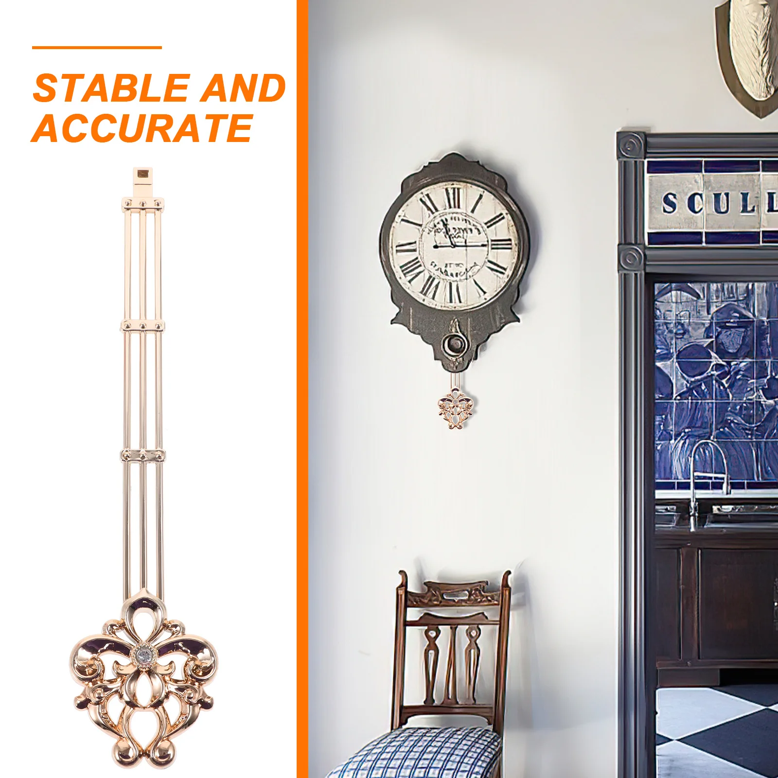 

Luxury Quartz Wall Clock Pendulum with Rhinestones Sturdy Metal Craft for Pendulum Clock Replacement Parts Display