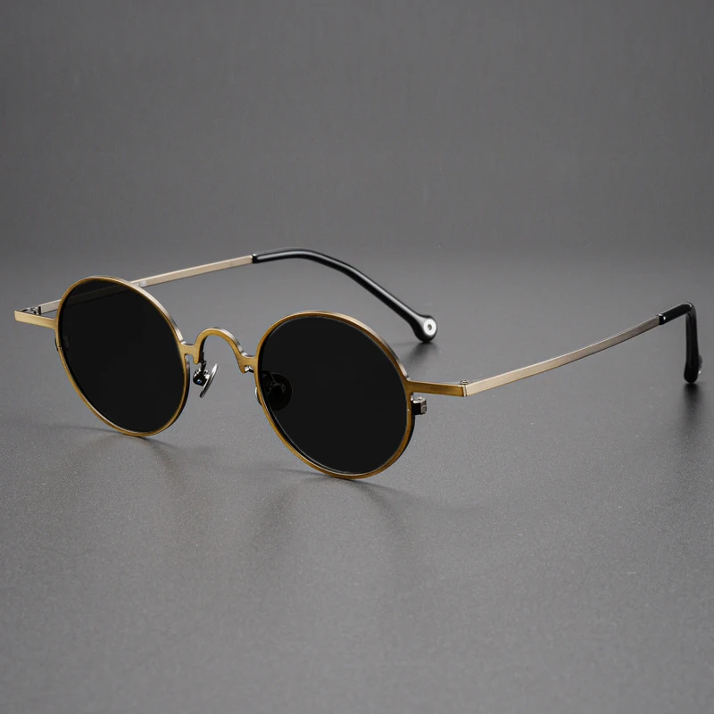 Ultralight Pure Titanium Round Retro Frame Prescription Sunglasses Men Woman Polarized Driving Anti-Glare Diopter Myopia 0 To -6