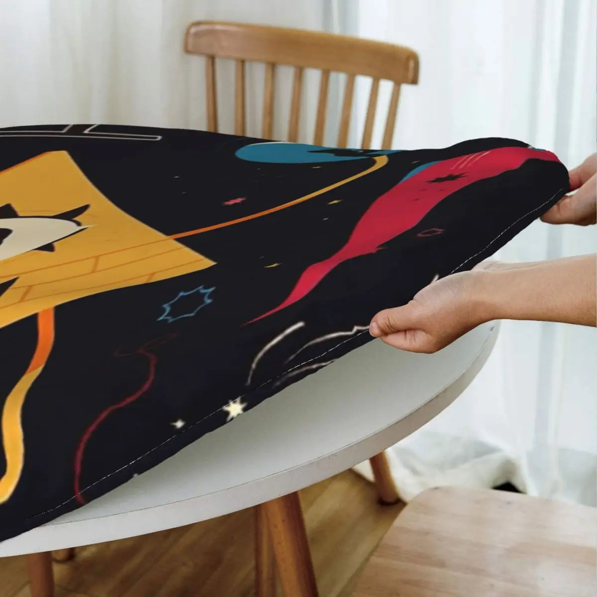Cartoon Gravitys Falls Waterproof Round Tablecloth Oilproof Table Cloth for Kitchen Events Dining Table Cover