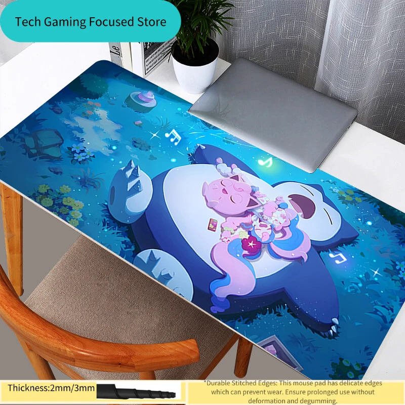 

Gaming Mousepad Big Computer Gamer Pokemon Pikachu Mouse Pad Natural Rubber With Durable Locking Edge Gaming Mouse Mat XXL