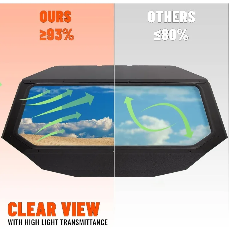 Full Glass Windshield + Sun Visor Compatible With Can Am Maverick X3 900 XRS XDS Turbo R Max 2017-2023