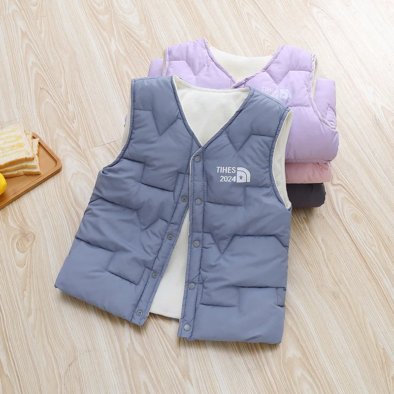 

Детские хлопковые жилеты среднего и большого размера из бархата и хлопка, модные, теплые и облегающие, можно носить внутри и снаружи, короткие жилеты для осенних и зимних топов