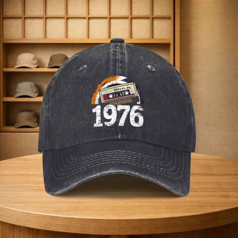 Vintage Retro Cassette 1976 Digital Pattern Baseball Cap Unisex Adjustable Duckbill Hat Multiple Colors