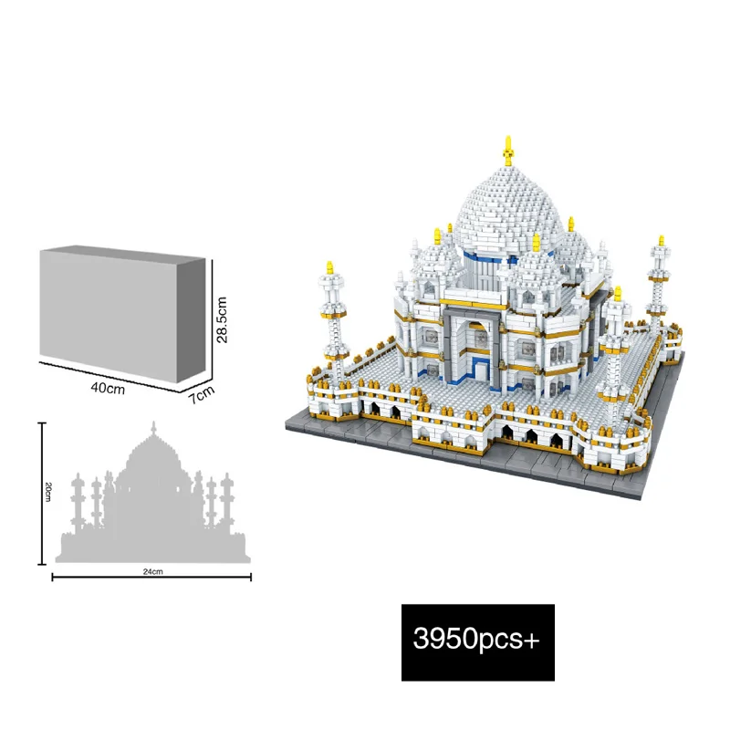 Mini bloco de arquitetura mundialmente famosa taj mahal índia micro tijolos de construção modelo brinquedos educativos nanobricks coleção para presentes