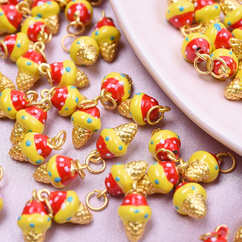 6Pcs/Lot Mix Styles Enamel Food Lollipop Donut Ice Cream Candy Pendant DIY kawaii Birthday Cake Breloques Jewelry Accessories