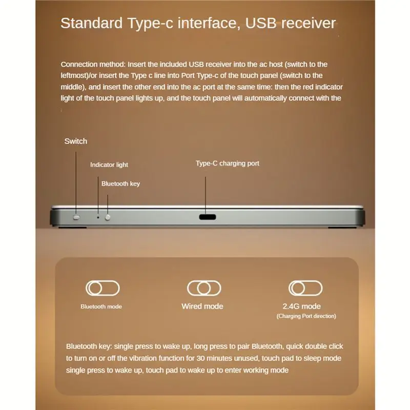 FFYY-2X Bluetooth Touchpad Multi-Function Gestures Trackpad Rechargeable Wireless Touchpad For Laptop IOS Mac, White