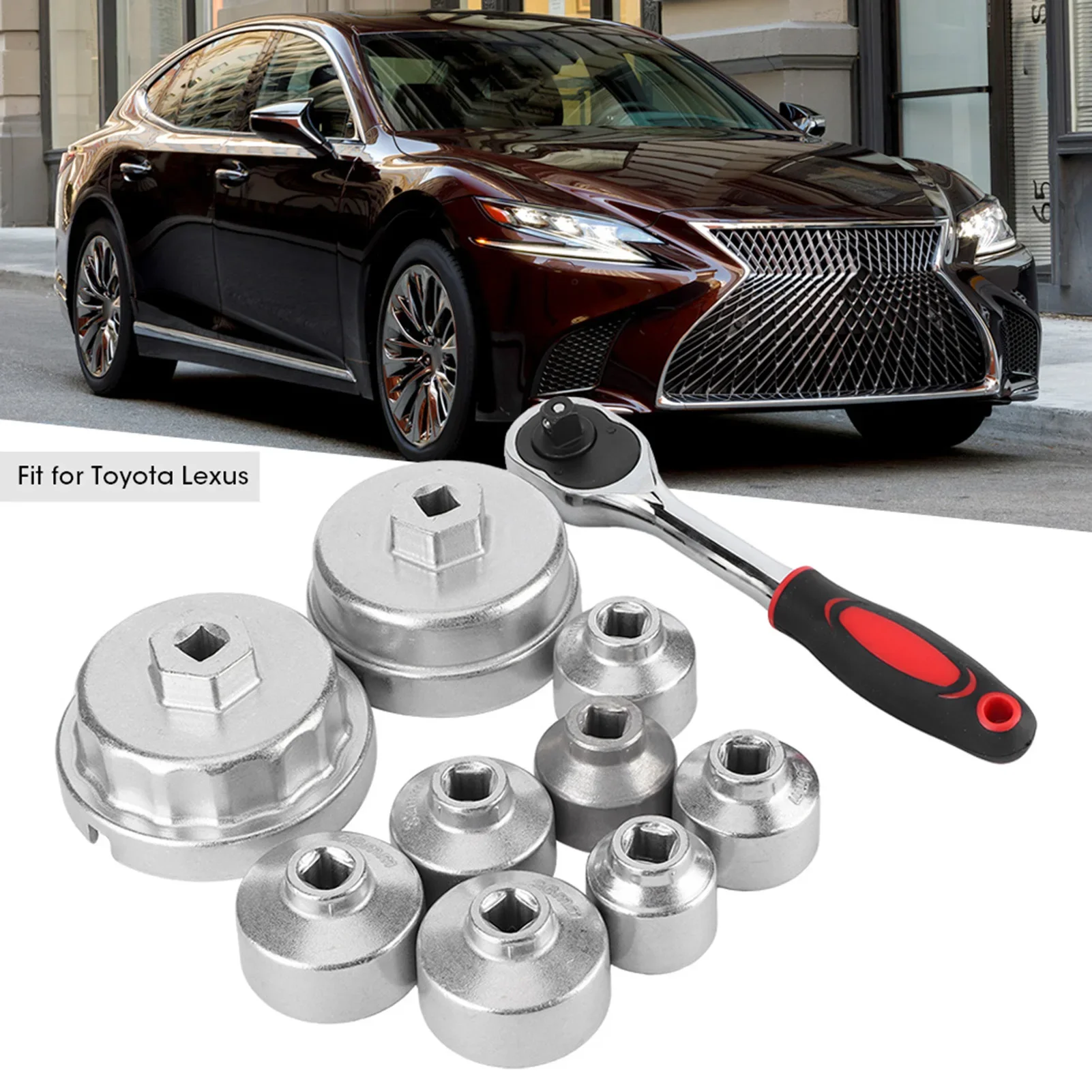 

Универсальный набор ключей для масляного фильтра, 10 шт., инструменты для снятия торцевых головок для легковых автомобилей, грузовиков, совместимые с Toyota Lexus, сверхмощные