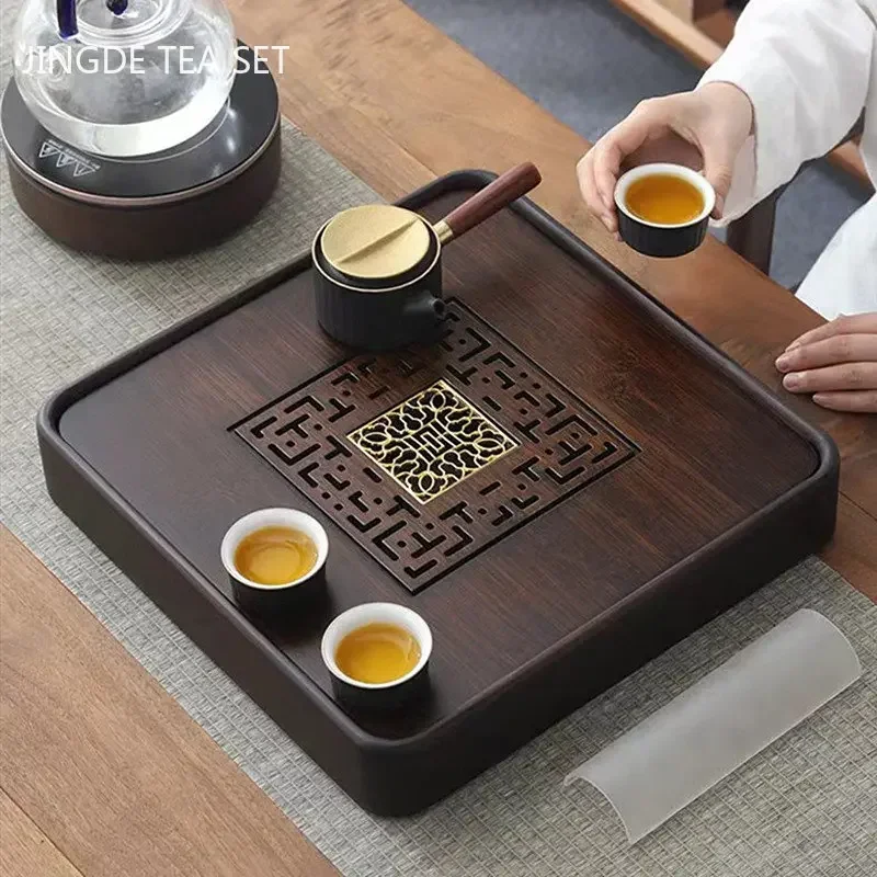 Tradition Tea Board Household Tea Table Pu\'er Teaware Decorative Supplies Chinese Bamboo Tea Tray Drainage Water Storage Trays