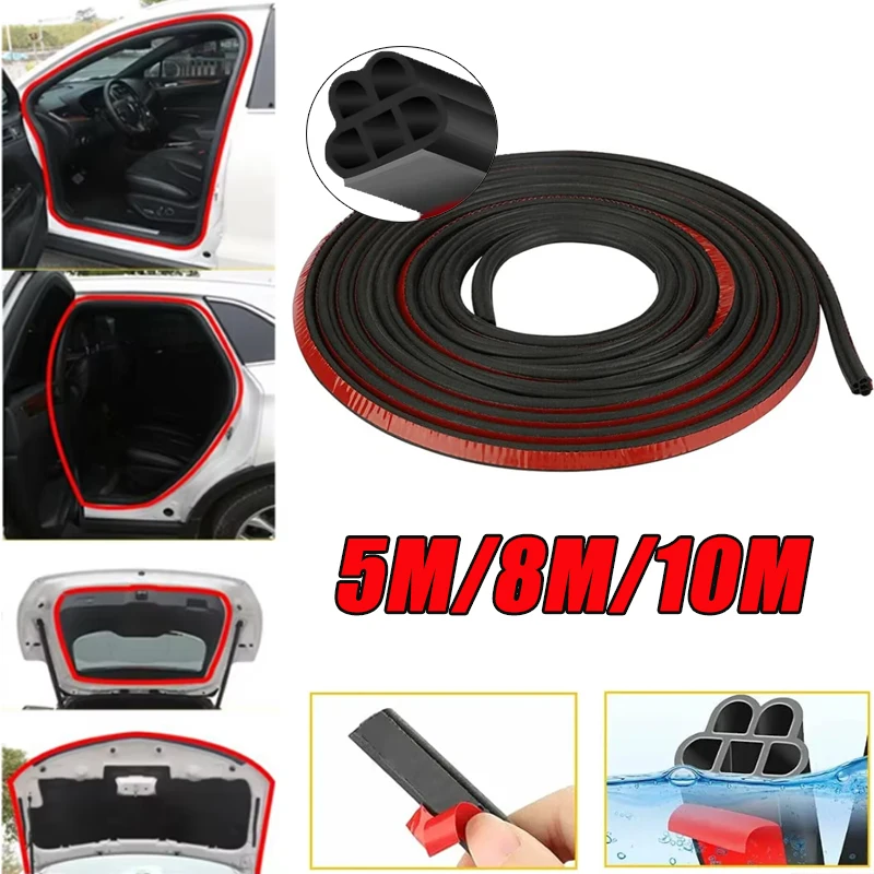 

5/8/10M Car Door Acoustic Seal Double Layer 5 Holes Thickening Type Dustproof Waterproof Noise Reduction Auto Parts