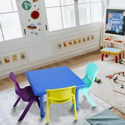 Mesa de plástico para aula para niños, mueble de 24 pulgadas, cuadrado, altura ajustable, resistente al agua