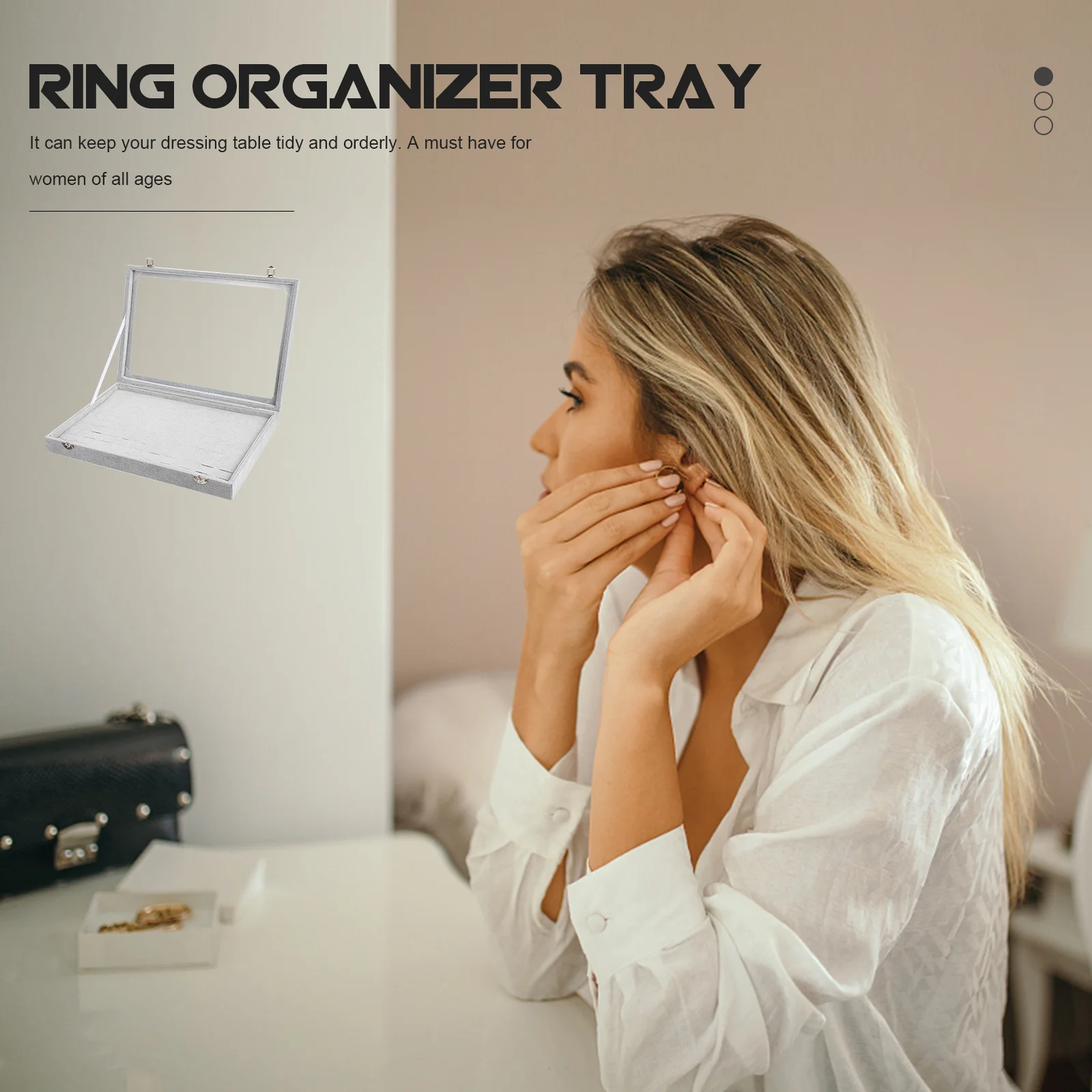 

100 Slots Ring Display Organizer Box Transparent Lid Jewelry Storage Showcase Tray Organizer for Rings Earrings