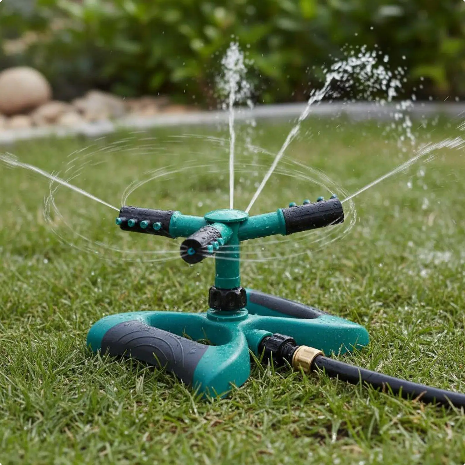 Adjustable Three Arm Garden Sprinkler with Rotating Spray Head for Lawn Watering and Plant Irrigation System