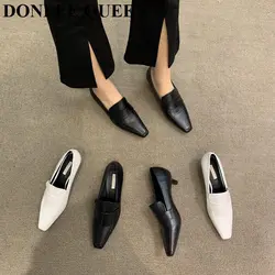 2022 Fashion Pumps Thin Low Heels Square Toe Slip On Loafer Female Work Shoes Women Female Pumps For Party Dress Shoes Chaussure