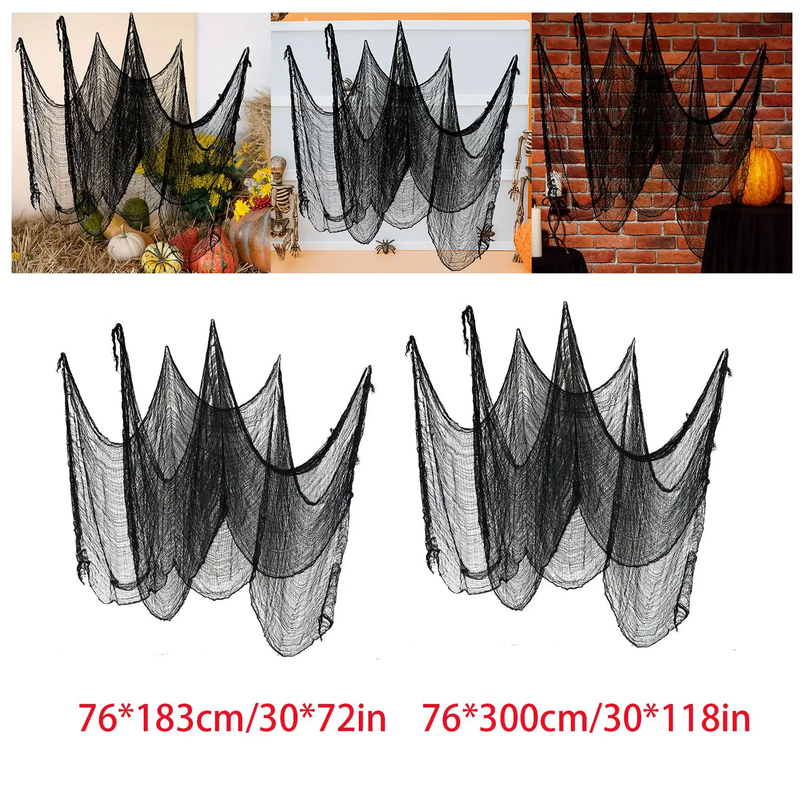 غطاء نوافذ من القماش المخيف للهالوين باللون الأسود، هدايا DIY للهالوين المخيف