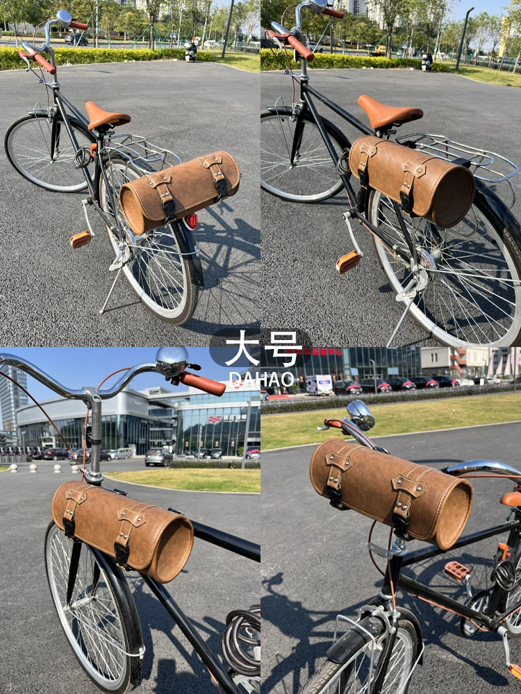 Bicycle Retro Hanging Bag Mountain Bike Crossbeam Bag PU Material Universal Bicycle Rack Bag Bike Accessories