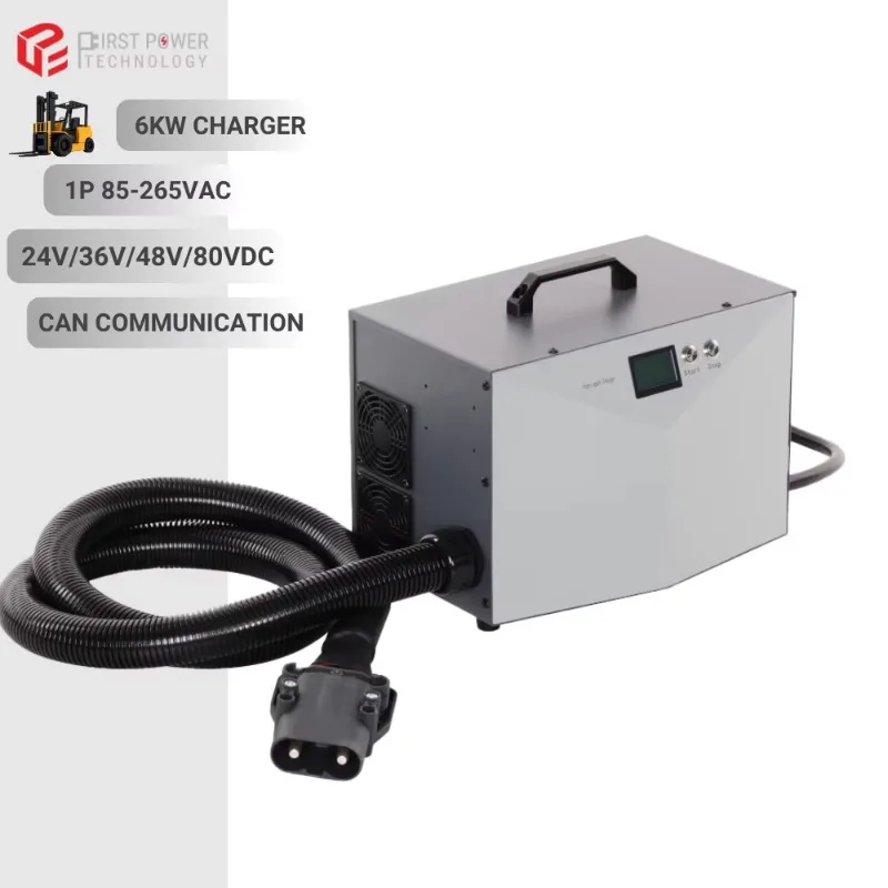 

2025 New StyleDurable 24V 200A 6KW Portable Battery Charger For Forklift Golf Cart Electric Yacht With IP20 Protection And 95% E