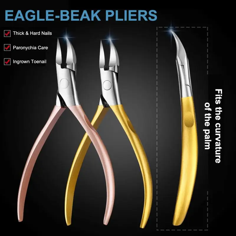 1/2Pcs Stainless Steel Ingrown Toenail Clippers With Sharp Blades Ergonomic Handle For Thick Nails Pedicure Use