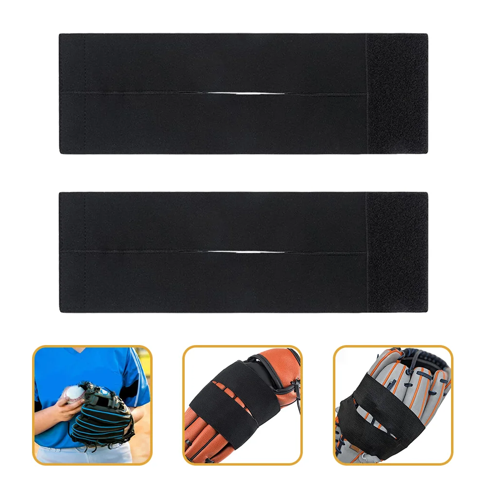 

2 Pcs Baseball Glove Strap Black Elastic Polyester Wrap Protector Reusable Band for Sports Adjustable High