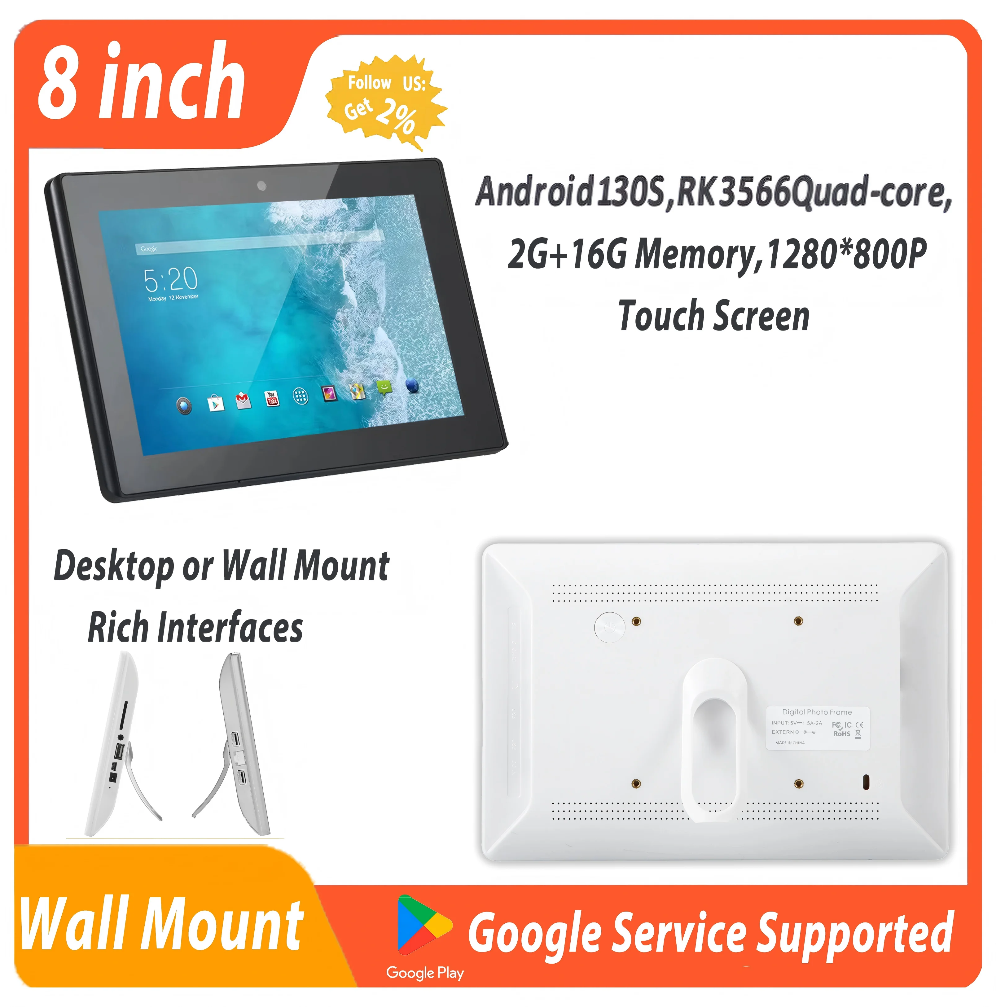 

Новый модернизированный настенный планшет Android 13, 8-дюймовый сенсорный экран, мультимедийный дисплей, POE, контроллер для умного дома, ТВ, WIFI, Bluetooth